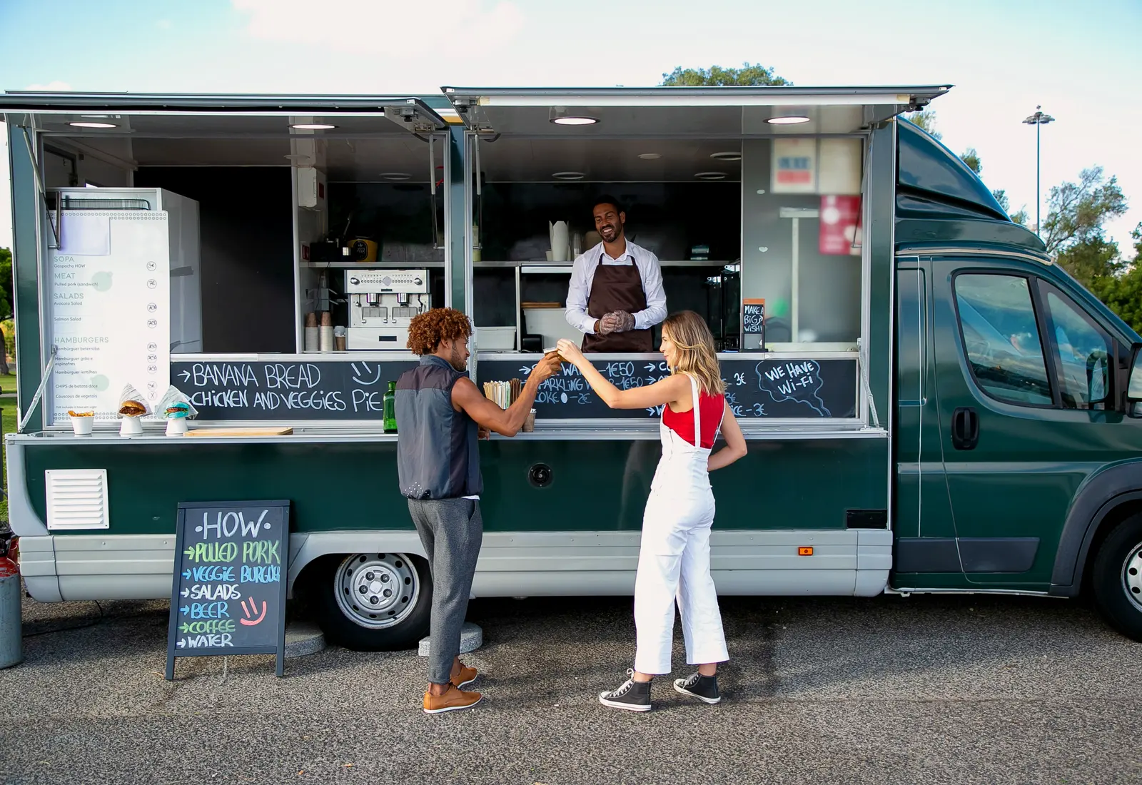 Food truck at an outdoor service location