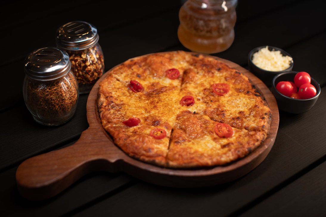 Classic cheese pizza close-up